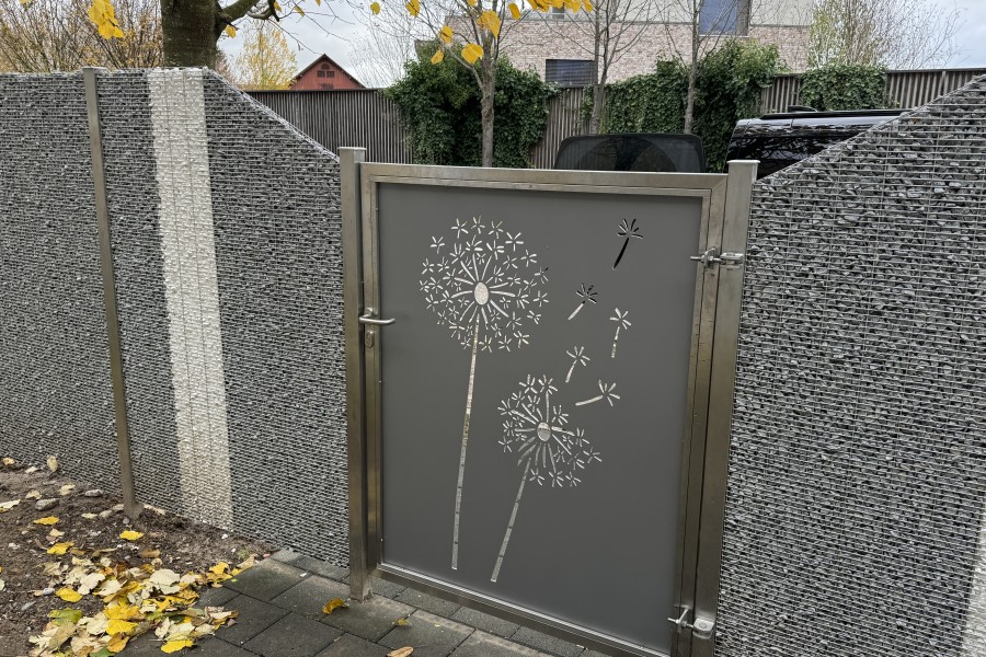 Gartentre Tor mit Aluminium Einsatz mit Pusteblumen Sujet