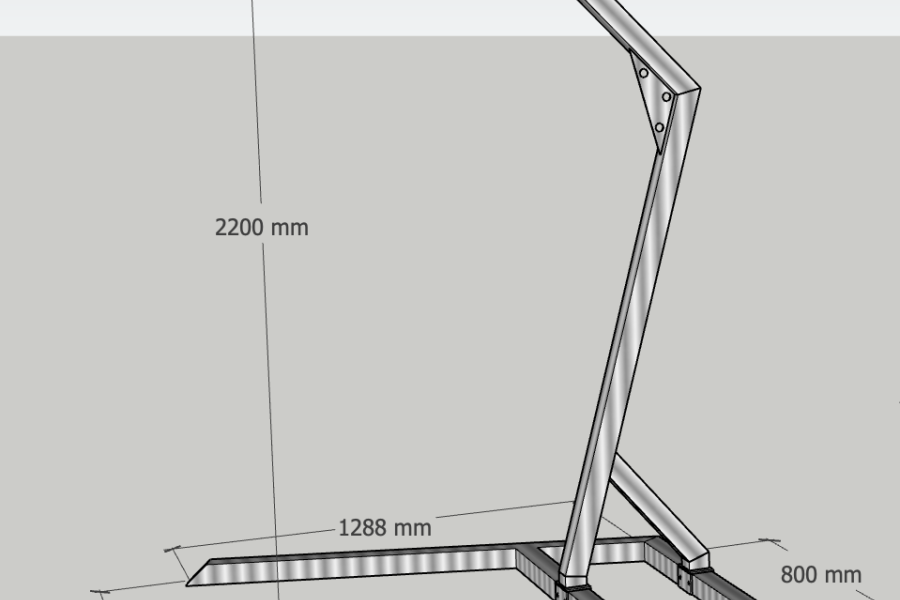 Technische Zeichnung. Freistehendes Gestell fr SkyChair 